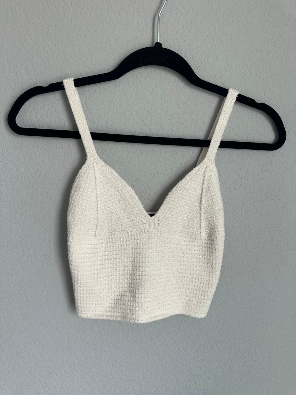 Forever 21 Ivory Waffle Knit Crop Cami Top Small